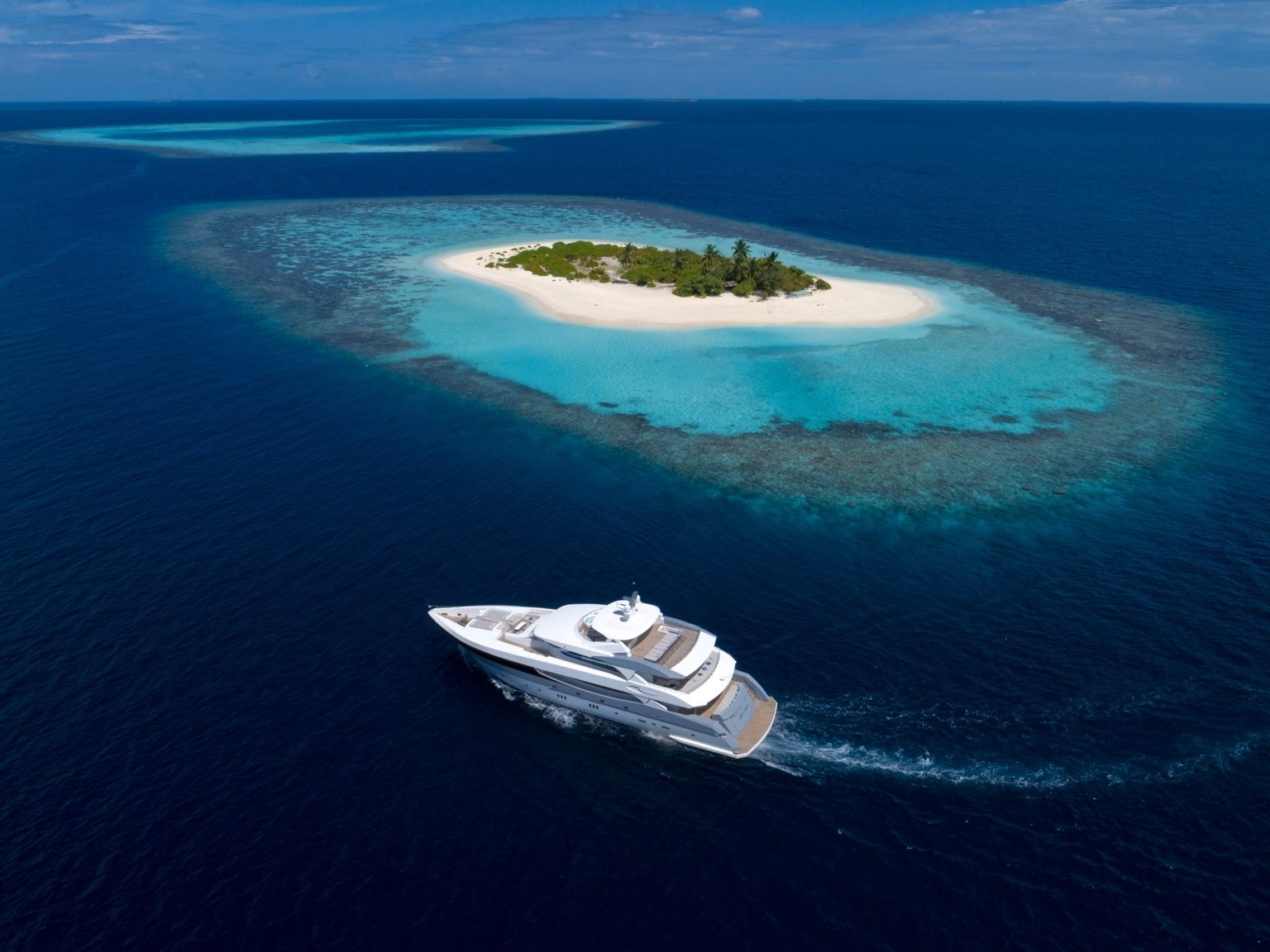 Maldives island and yacht